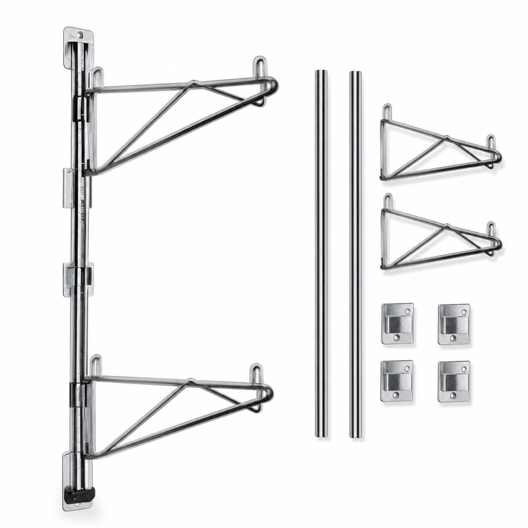 Product image #3 for Eagle Adjustable Post Wire Wall Mount Prepackaged End Unit for 18-Inch Deep Shelves, 33-Inch Posts, Chrome Finish