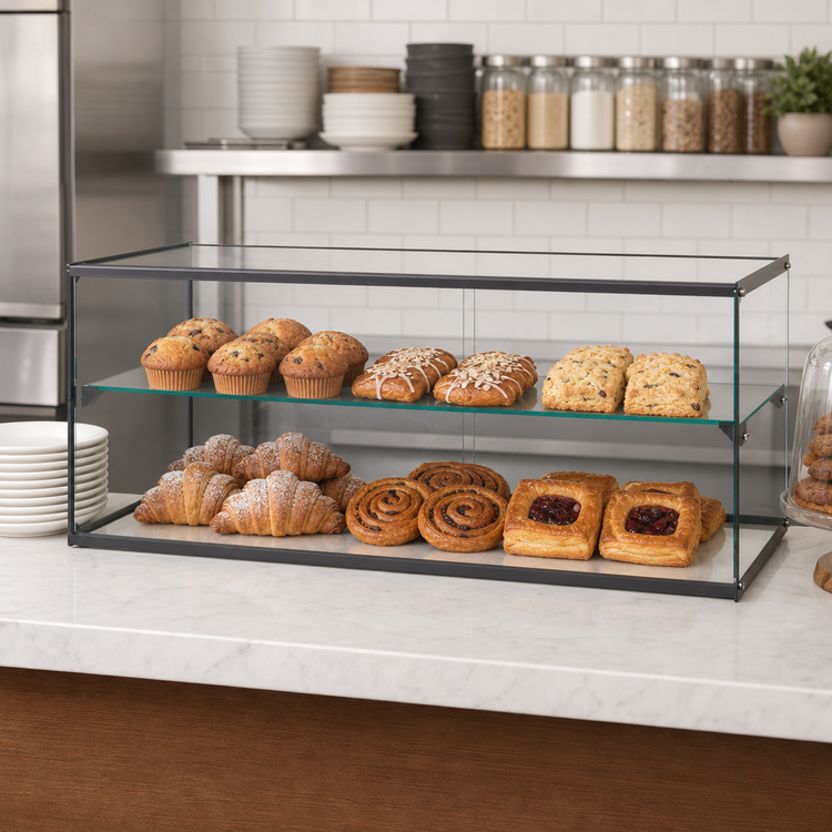 Product image #3 for Winco 36-Inch Countertop Ambient Pastry Display Case, 2-Tier, Tempered Glass, Rear Opening