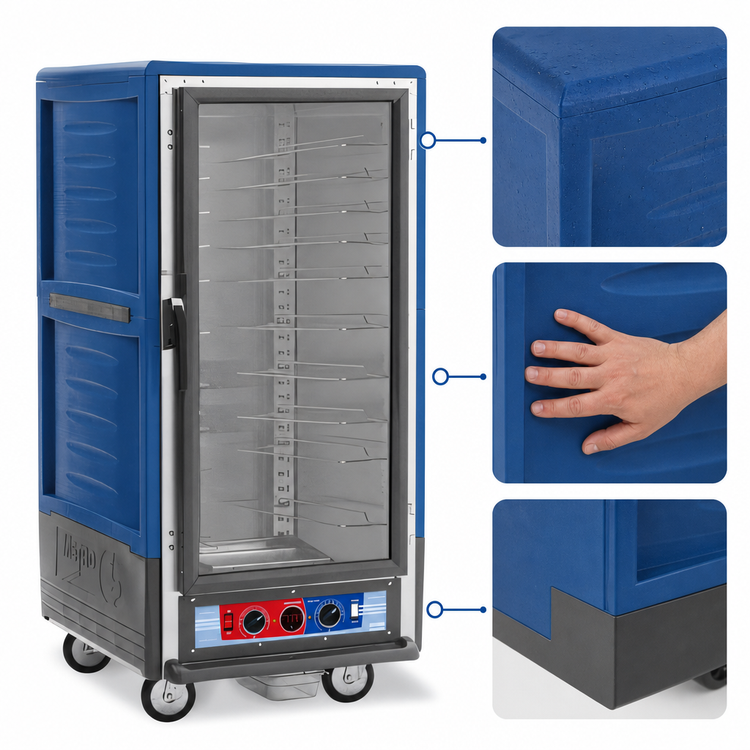 Product image #3 for Metro C5 3 Series 3/4 Height Low-Watt Heated Holding & Proofing Cabinet with Blue Insulation Armour, Clear Door, and Universal Wire Slides