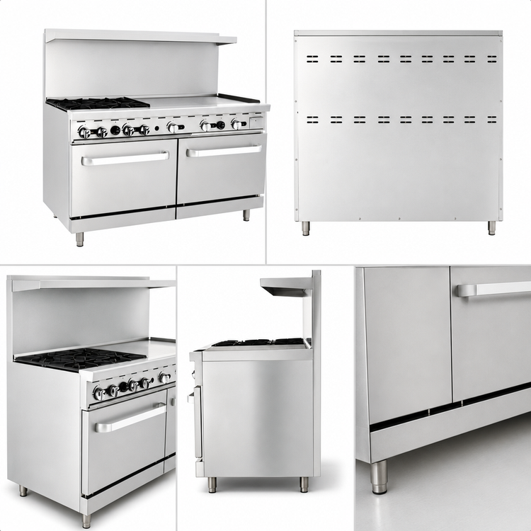 Product image #4 for CookRite AGR-4B36GR-NG 60-Inch Natural Gas Combination Range with 4 Open Burners, 36-Inch Right Griddle, and 2 Standard Ovens