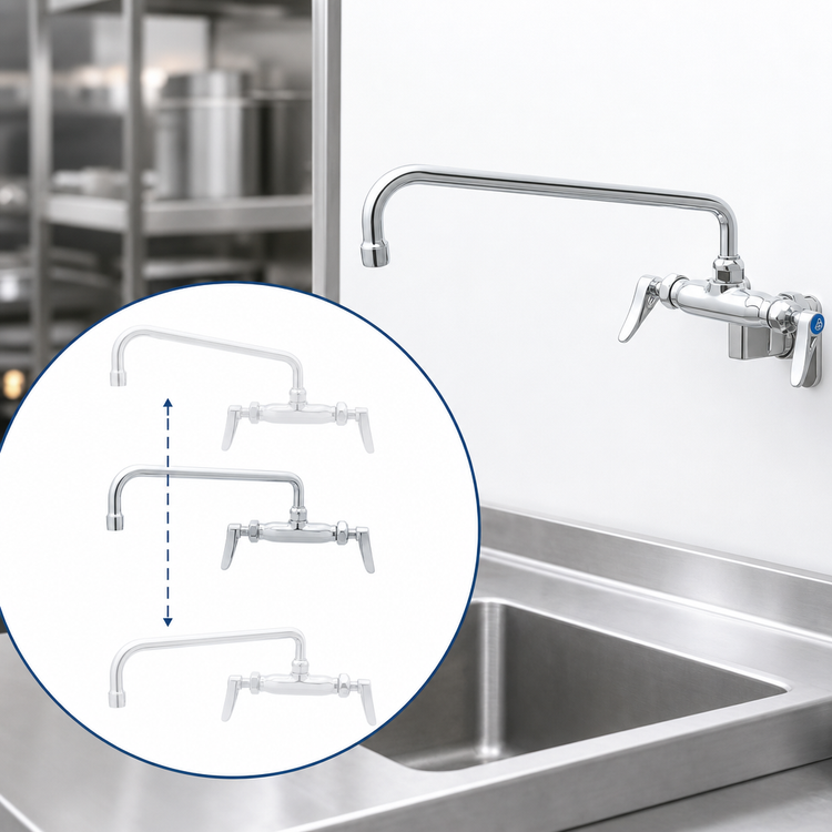 Product image #3 for T&S Brass Double Pantry Wall-Mount Mixing Faucet with 14-Inch Swing Nozzle