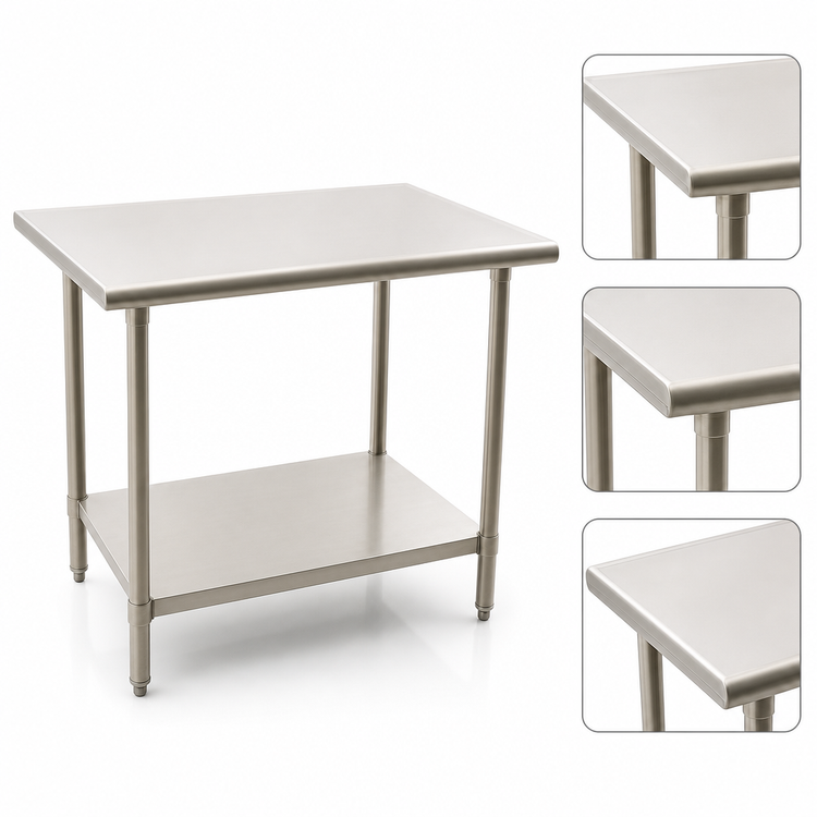 Product image #3 for BlendPort SL Series 72-Inch x 30-Inch All-Stainless Steel Flat Top Work Table with Undershelf