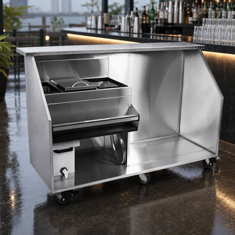 Product image #3 for Glastender 90-Inch Portable Bar for Stackable Cups with Built-In Refrigerator Space and 12-Inch Ice Bin