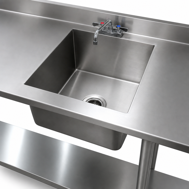 Product image #3 for Advance Tabco TA-11W Built-In Single Bowl Table-Top Sink, 20" x 20" x 14" Bowl, Faucet Included