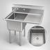 Thumbnail image #3 for Omcan USA 1-Compartment Pot Sink with Right-Hand Drainboard, 24 x 24 x 14-Inch Bowl, 304 Stainless Steel