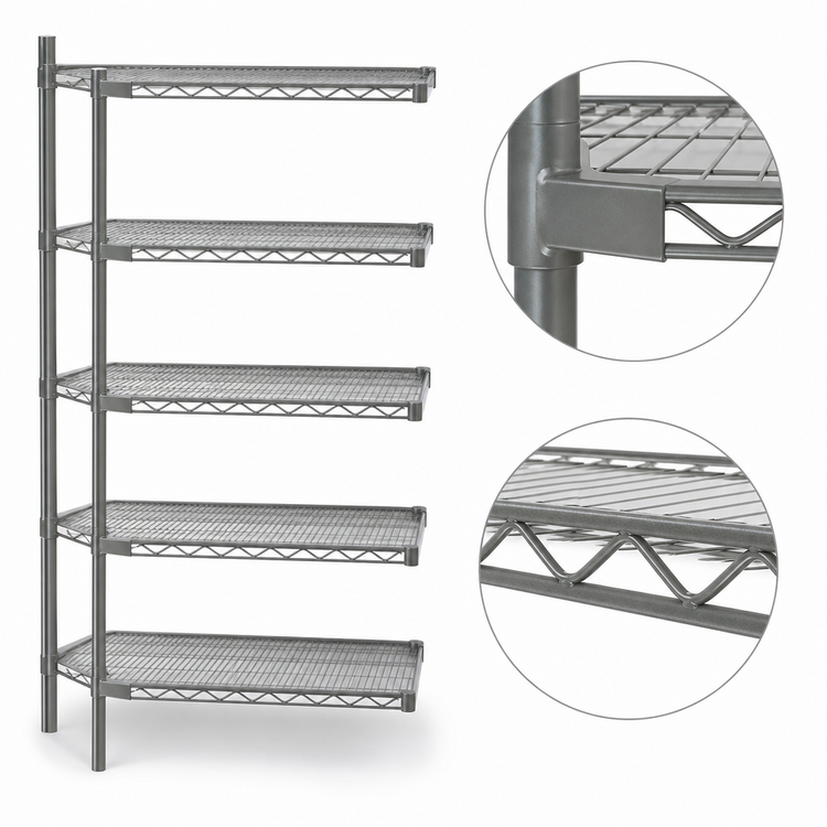 Product image #3 for Eagle Group Valu-Master 5-Tier Add-On Wire Shelving Unit, 36"W x 24"D x 74"H, Pewter Gray Epoxy