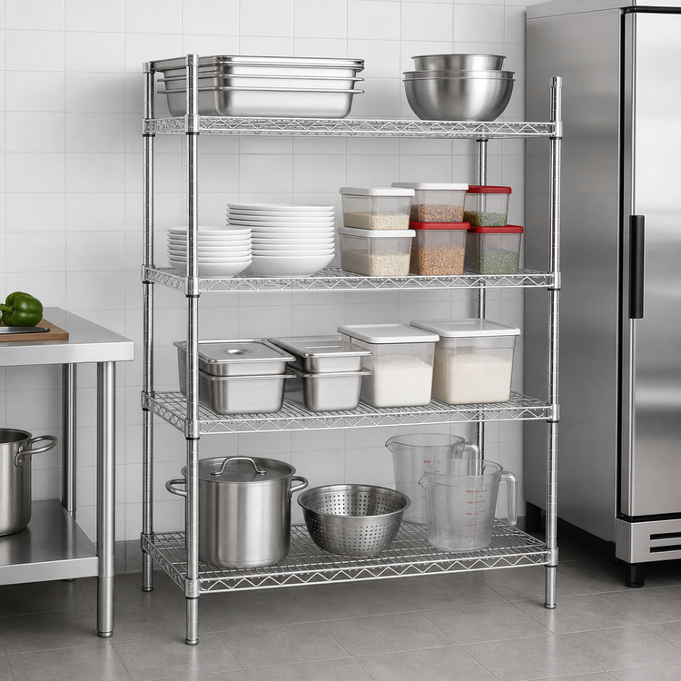 Product image #3 for Eagle Redi-Pak 4-Tier Stationary Wire Shelving Unit, 36"W x 24"D x 63"H, Zinc Finish