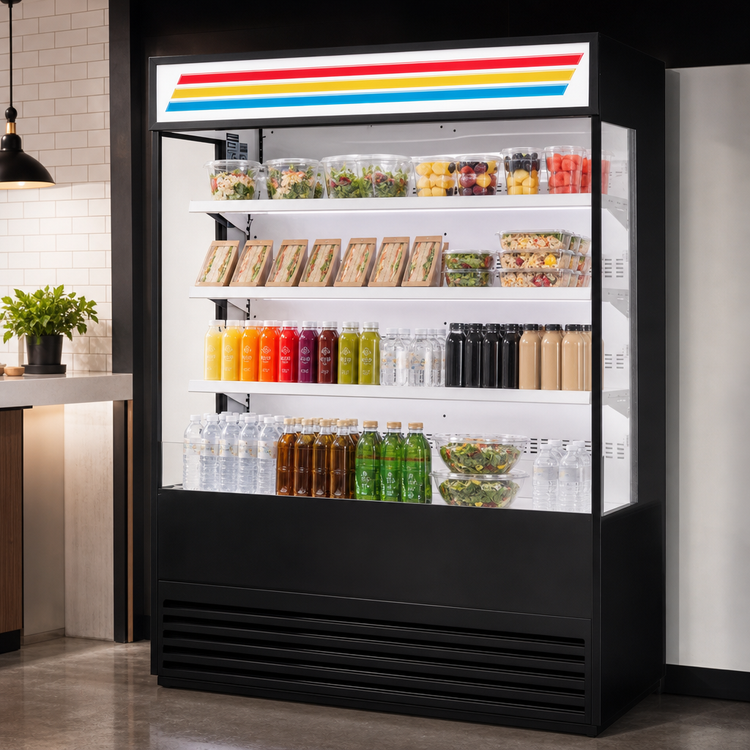 Product image #3 for True 60-Inch Vertical Air Curtain Merchandiser Open-Air Cooler with 4 Adjustable Shelves