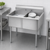 Thumbnail image #3 for Sapphire Manufacturing Budget 2-Compartment Stainless Steel Sink with Legs, 51 x 24-1/2 Inches