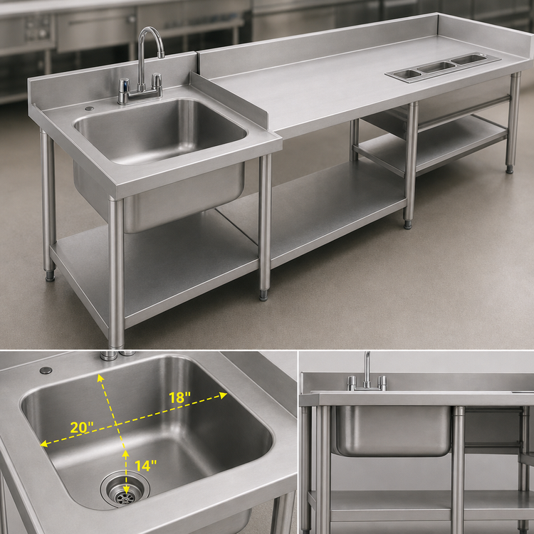 Product image #3 for Eagle Group 18 x 20 x 14-Inch Commercial Sink Bowl with Faucet and Basket Drain