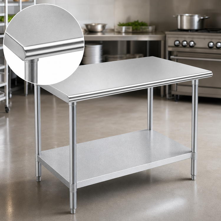 Product image #3 for Advance Tabco 60" x 30" Flat Top 16-Gauge 430 Stainless Steel Work Table with Galvanized Undershelf