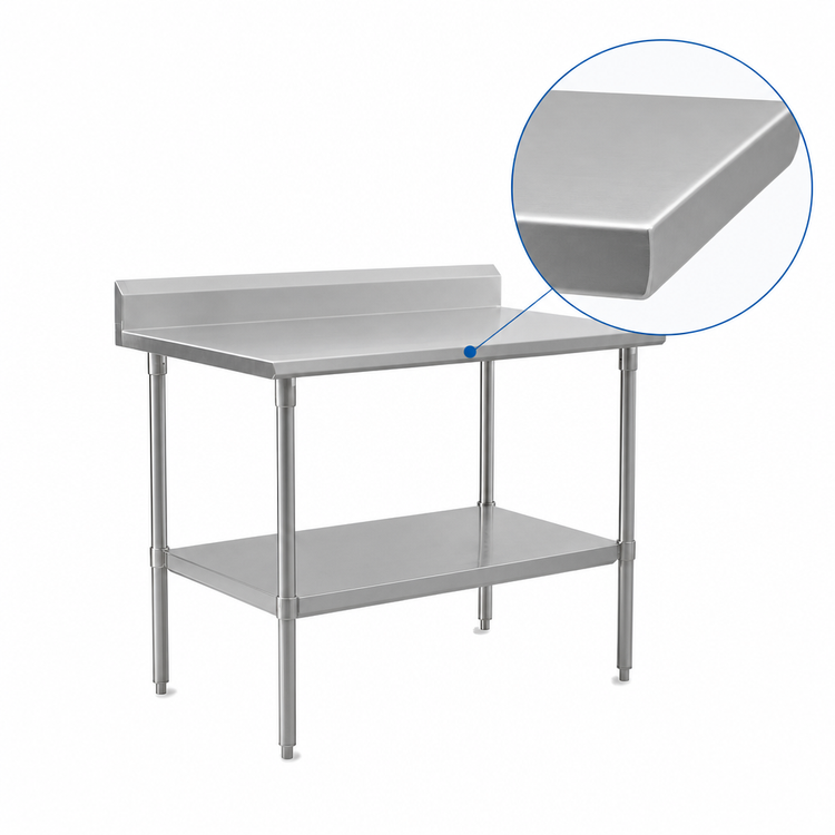 Product image #3 for John Boos Stallion 48-Inch x 30-Inch Stainless Steel Top Work Table with 5-Inch Backsplash and Adjustable Undershelf