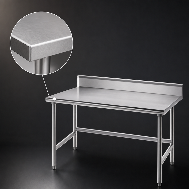 Product image #3 for Advance Tabco 48" x 36" 16-Gauge 430 Stainless Steel Work Table with 5" Backsplash
