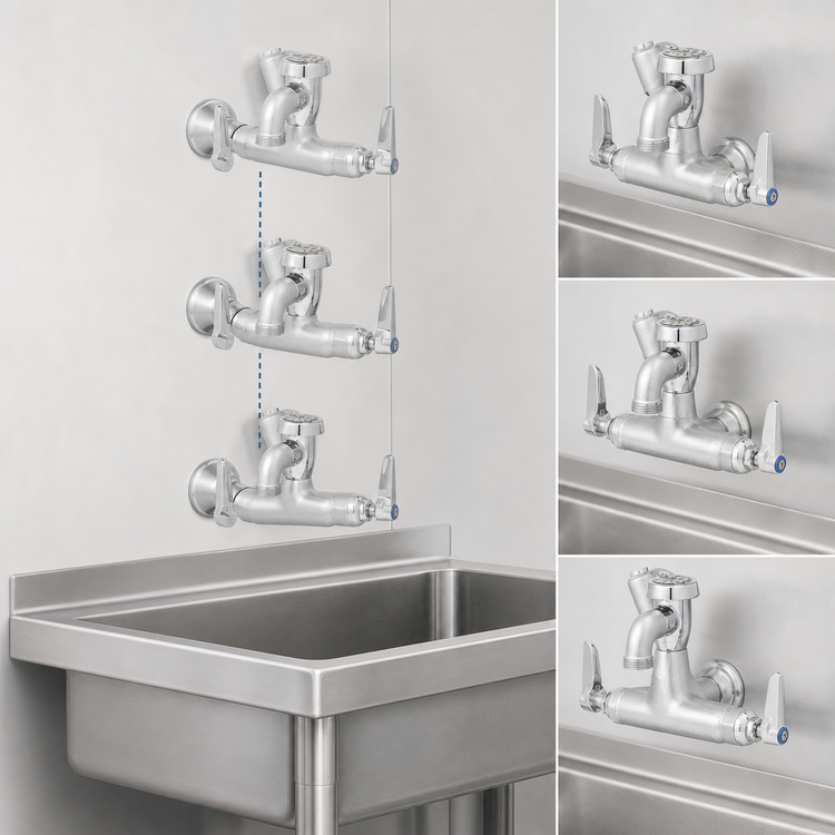 Product image #3 for T&S Brass Adjustable-Center Wall-Mount Service Sink Faucet with Pail Hook Spout and Vacuum Breaker