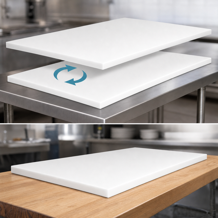 Product image #3 for John Boos 72 Inch x 24 Inch x 1 Inch Reversible Poly Replacement Work Table Top