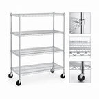 Thumbnail image #3 for Metro Super Erecta N456BC Chrome Wire Stem Caster Cart, 4 Shelves, 48 x 21 x 69 Inches, 600 lb. Capacity