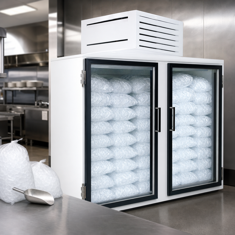 Product image #3 for Fogel Indoor Bagged Ice Merchandiser with 2 Glass Hinged Doors, 300-Bag Capacity, 96-Inch Wide
