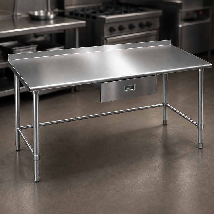 Product image #3 for Eagle Deluxe Series Stainless Steel Work Table with Rear Upturn and Tubular Base, 120W x 24D