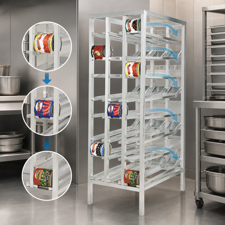 Product image #3 for Mobile First In / First Out Aluminum Can Rack for 156 #10 Cans