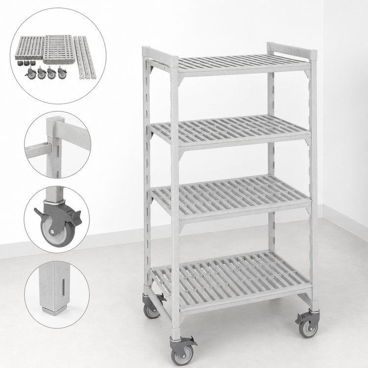 Product image #4 for Camshelving Premium 4-Tier Solid High-Density Mobile Starter Unit, 21 x 60 x 67-1/4 In., Speckled Gray