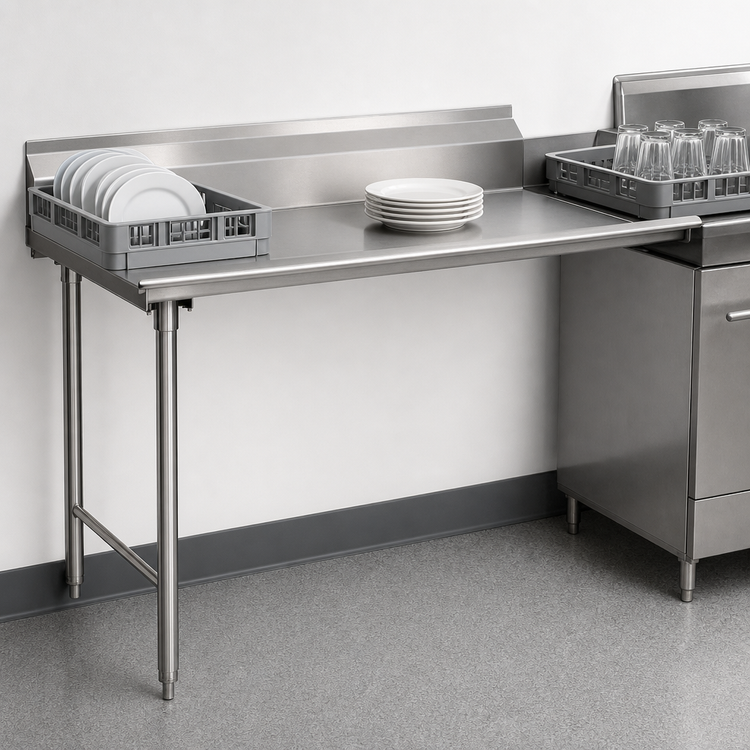 Product image #3 for Eagle Group Straight Clean Dishtable, 30 x 30 Inches, Left-to-Right Operation, 8-Inch Backsplash, 16/304 Stainless Steel Top