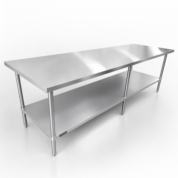 Product image #3 for Sapphire 108-Inch Stainless Steel Flat-Top Cocktail Station Worktable with Undershelf