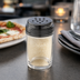 Thumbnail image #3 for Contemporary Clear Glass Cheese Shaker with Perforated Stainless Steel Lid, 6 oz.