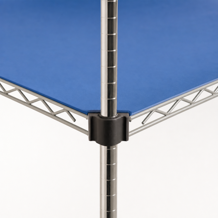 Product image #3 for QuadPlus Solid Blue Polymer Shelf Mat with Wire Quad-Adjust Frame, Gray Epoxy Finish, 60 x 21 Inches