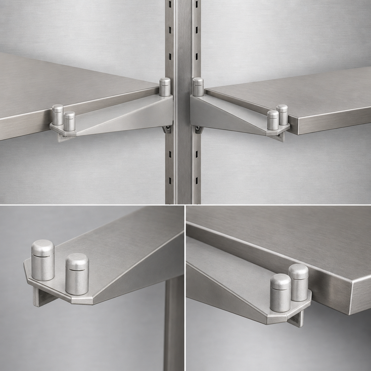 Product image #3 for Eagle Group 24-Inch Stainless Steel Double Knob Shelf Bracket for Cantilevered Shelving Systems