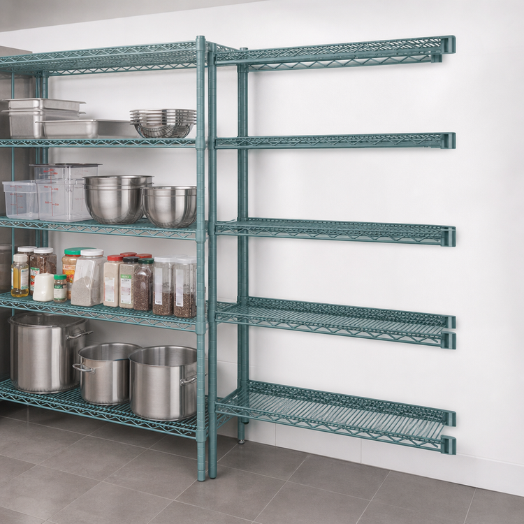Product image #3 for EagleGard 5-Tier Add-On Wire Shelving Unit, 30W x 21D x 86H, Blue-Green Hybrid Epoxy