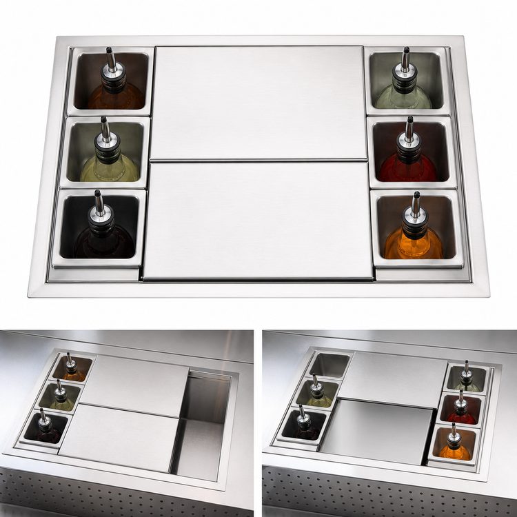 Product image #3 for Top Shelf BW6-30 30-Inch Wide Underbar 6-Bottle Bottle Well with Sliding Cover Assembly