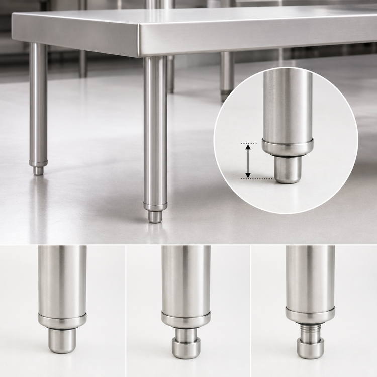 Product image #4 for John Boos Stainless Steel Support Legs with Adjustable Bullet Feet, 1-5/8-Inch Diameter, Set of 4
