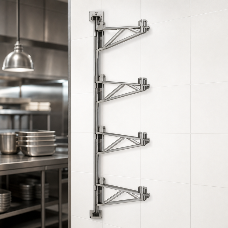 Product image #3 for Eagle Group Adjustable Post Wire Wall Mount Mid Unit for 14-Inch Shelves, 63-Inch Post, Stainless Steel Finish