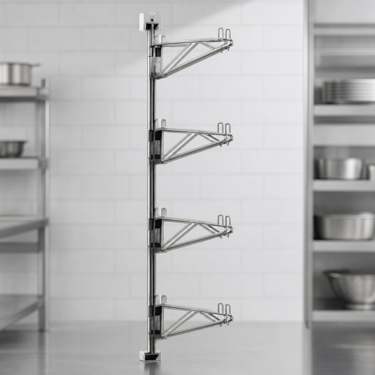 Product image #3 for Eagle Group Valu-Gard Prepackaged Adjustable Post Wire Wall Mount Mid Unit for 14-Inch Shelves, 63-Inch Post