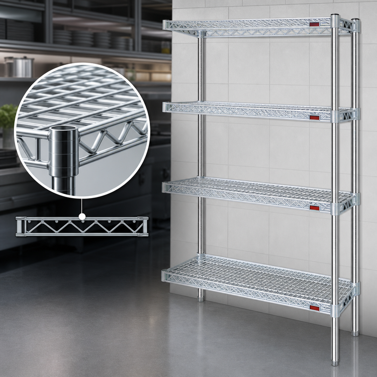 Product image #3 for Eagle Group 24"W x 24"D x 74"H 4-Tier Chrome-Plated Wire Add-On Shelving Unit