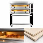 Thumbnail image #3 for PizzaMaster PM 1122ED Double-Deck Electric Pizza Oven with Ceramic Clay Stones, 932°F, Stand and Casters