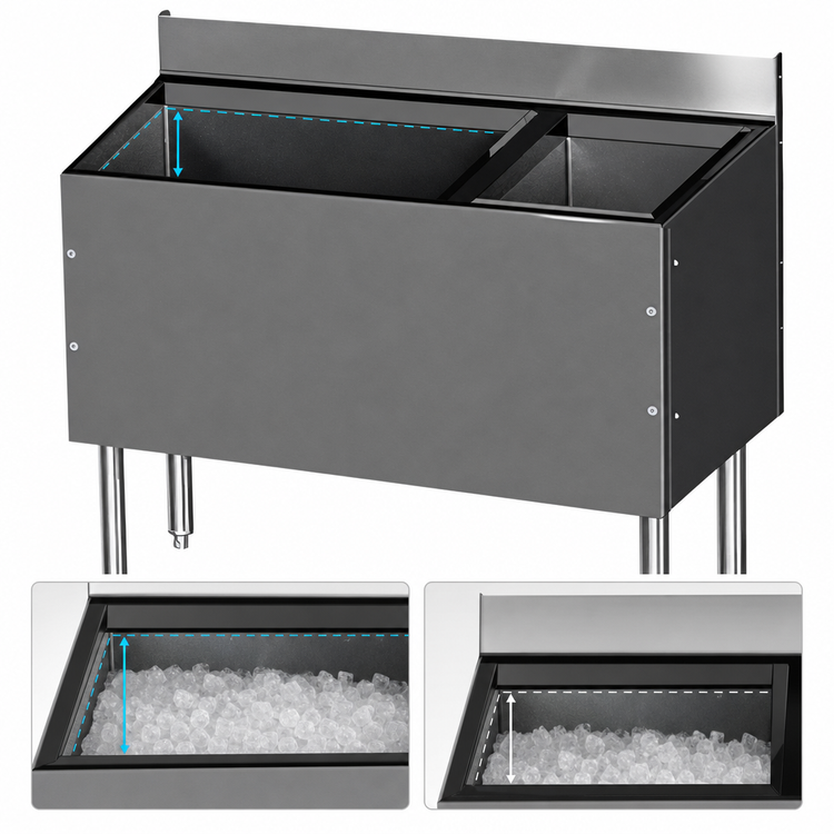 Product image #3 for CHOICE Extra Deep 36-Inch Underbar Combo Ice Bin/Cocktail Unit with Right Bottle Well and 10-Circuit Cold Plate