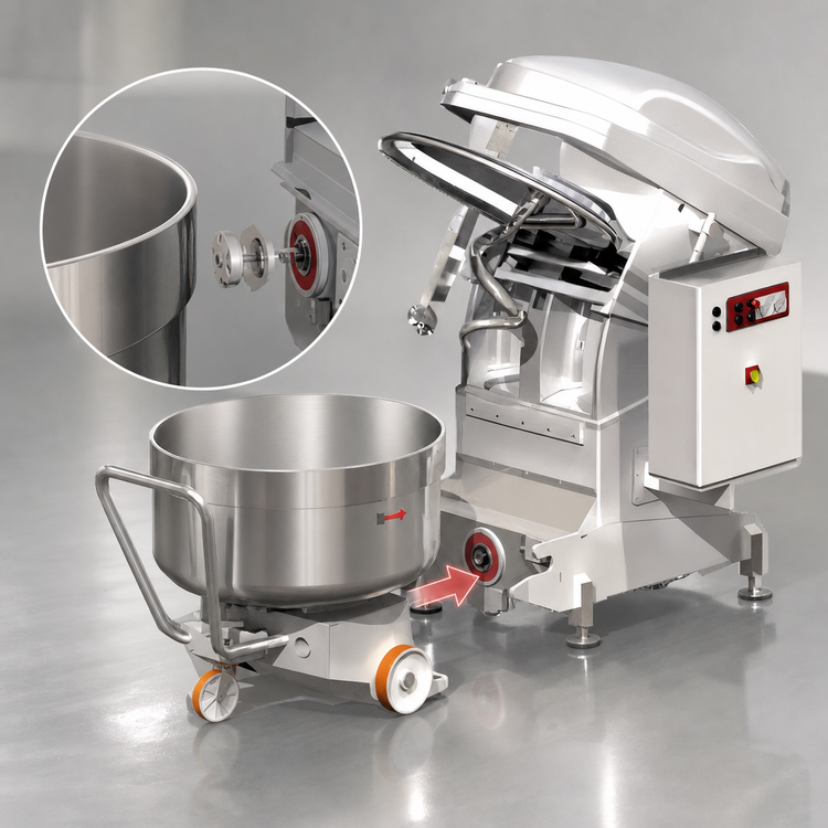 Product image #3 for Univex Silverline SL80RB Removable Bowl Spiral Mixer, 137 Qt. Bowl, 175 Lb. Dough Capacity, 2-Speed with Reverse
