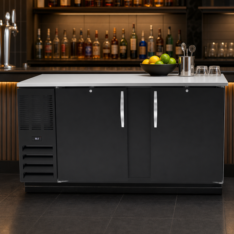 Product image #3 for Beverage-Air BB68HC-B Two-Section Solid Door Back Bar Refrigerator with Stainless Steel Top