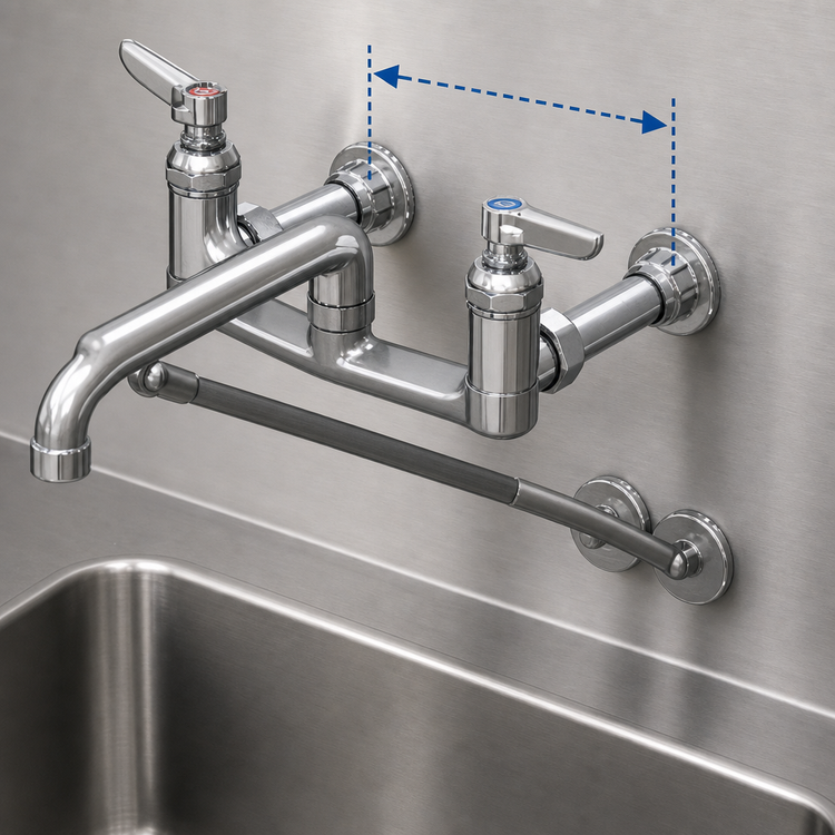 Product image #3 for T&S Brass Wall-Mount Service Sink Faucet with 12-Inch Pail Hook Spout, 8-Inch Centers, Rough Chrome-Plated Finish