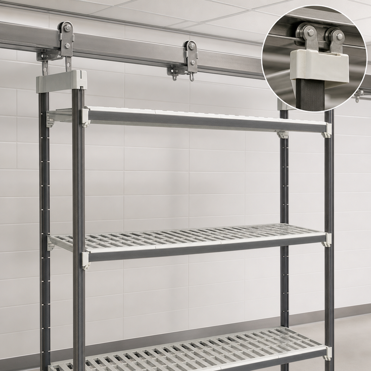 Product image #3 for Cambro Camshelving Elements XTRA High Density Top Rail Stationary Starter Unit, 24"D x 54"L x 81"H, 4-Shelf, Vented, Speckled Gray