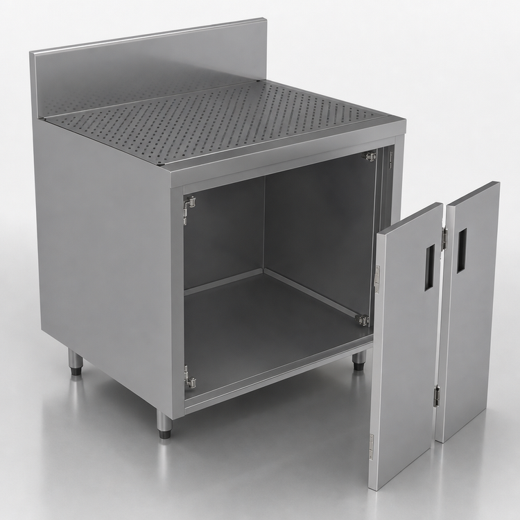 Product image #3 for Prestige Supreme 42-Inch Stainless Steel Underbar Drainboard Cabinet with Removable Hinged Doors