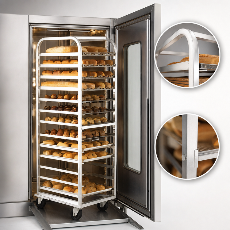 Product image #3 for Aluminum Roll-In Oven Rack with A-Style Lift, Single End Load, 18-Pan Capacity