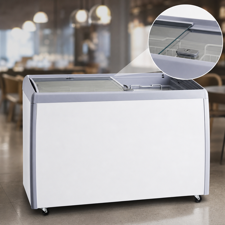 Product image #2 for Omcan USA 50-Inch Ice Cream Display Chest Freezer with Glass Sliding Top, Lock and Baskets, 13.1 Cu. Ft.