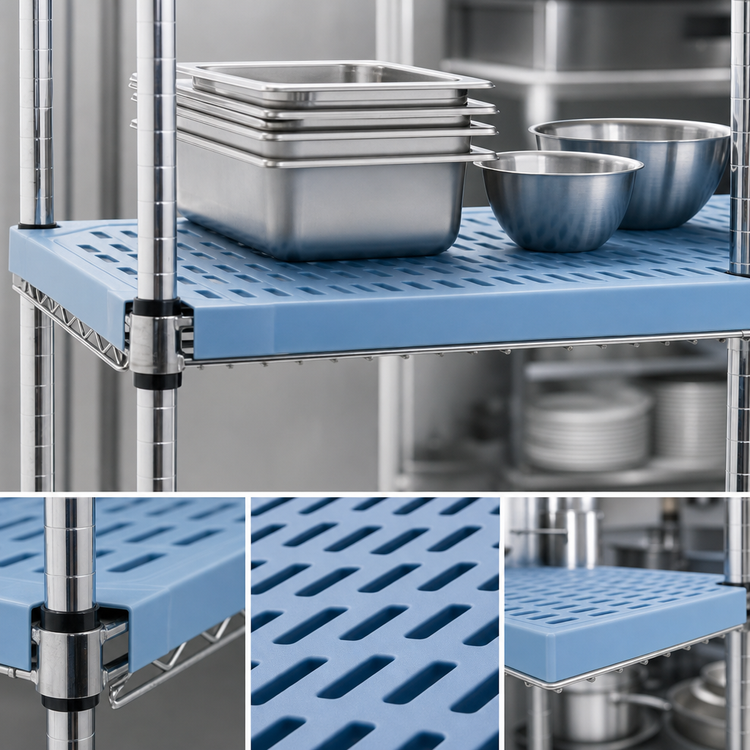 Product image #3 for QuadPlus Solid Blue Polymer Shelf Mat, 42 x 24 Inches, with Wire QuadTruss Frame