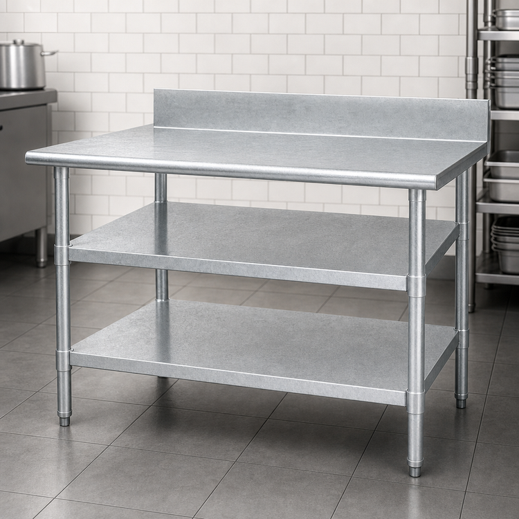 Product image #3 for Eagle Group 132" W x 24" D Galvanized Adjustable Work Table Undershelf (Fits Uni-Lok® Hat Channel Frames)