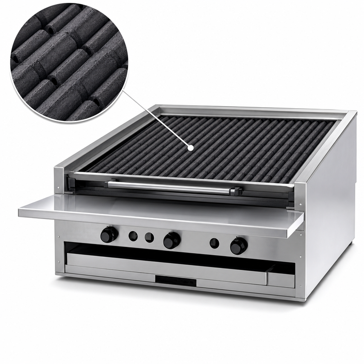 Product image #3 for MagiKitch'n 48-Inch Low Profile Countertop Gas Charbroiler with Ceramic Coal Grate and 6-Inch Service Shelf