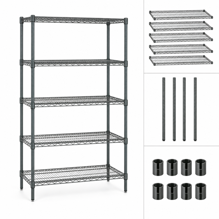 Product image #3 for Quantum 60-Inch W x 24-Inch D x 86-Inch H Stationary Wire Shelving Starter Kit with 5 Shelves