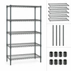 Thumbnail image #3 for Quantum WR86-2460P-5 Stationary Wire Shelving Starter Unit, 60W x 24D x 86H, 5 Shelves, Green Epoxy Finish