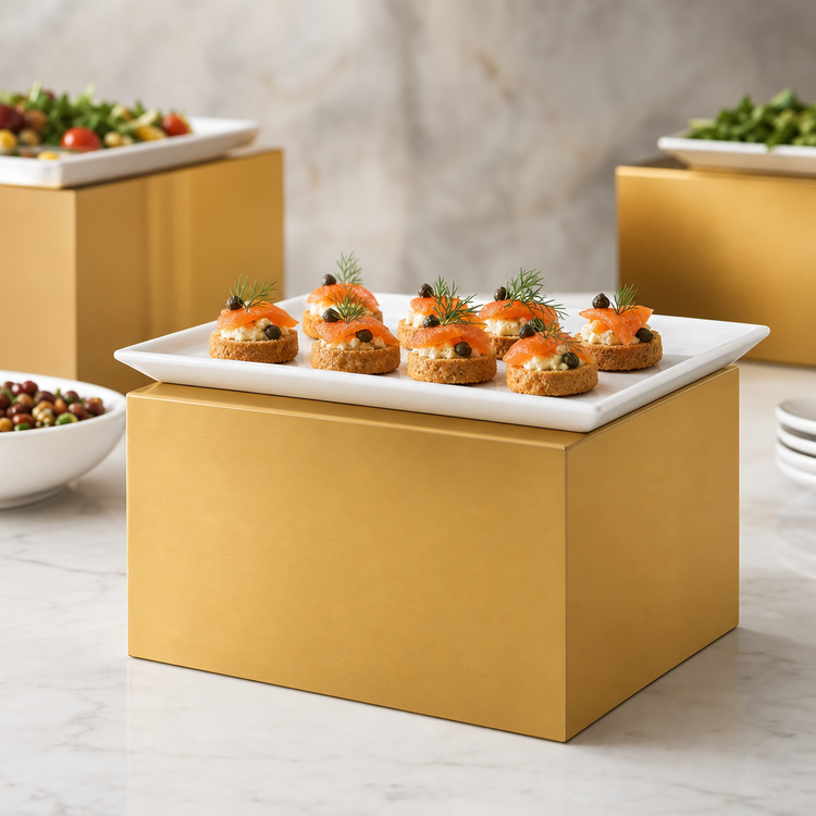 Product image #4 for American Metalcraft 8 x 4 x 4 Inch Gold Stainless Steel Cube Buffet Riser